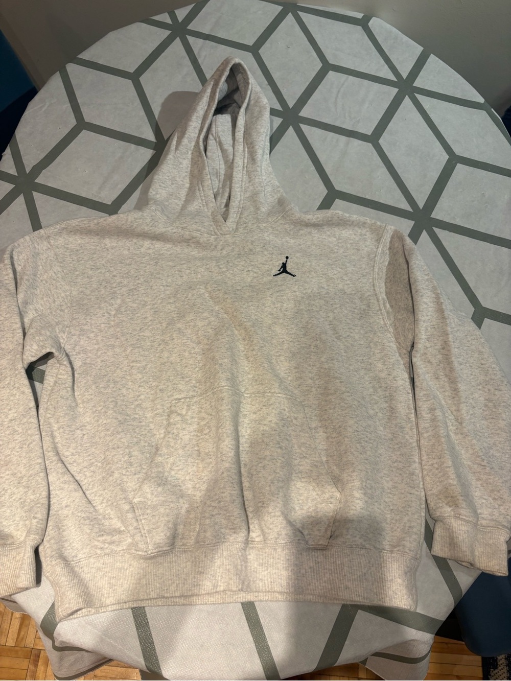 Jordan Light Gray Crewneck Hoodie with Black Jumpman